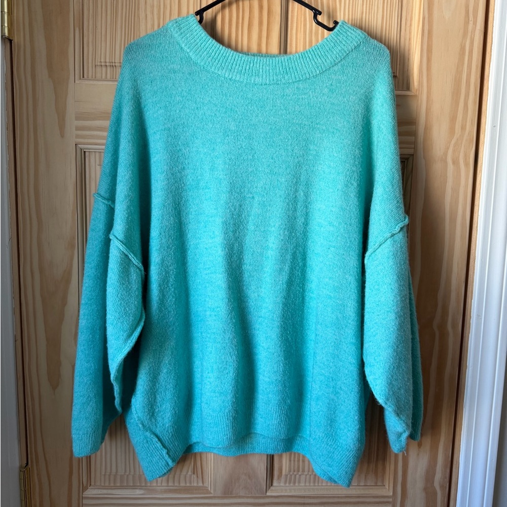Zenana Outfitters Aqua Crew Neck Sweater